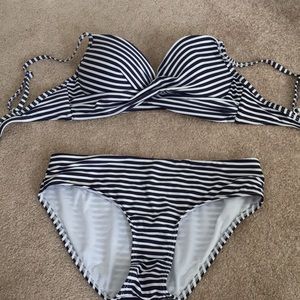 2 Navy and white size 6 bikinis